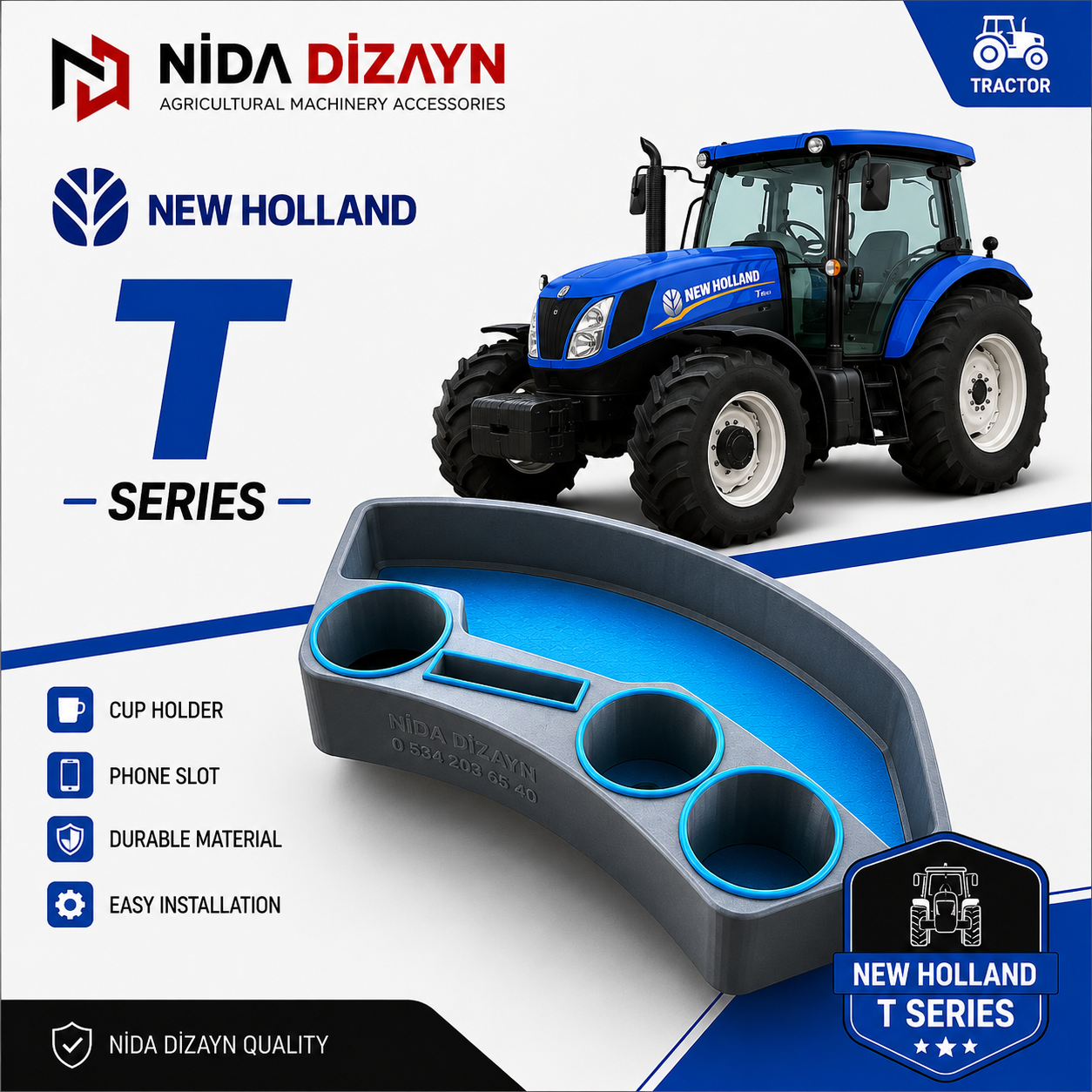 New Holland T Series Cabin Armrest Tray a